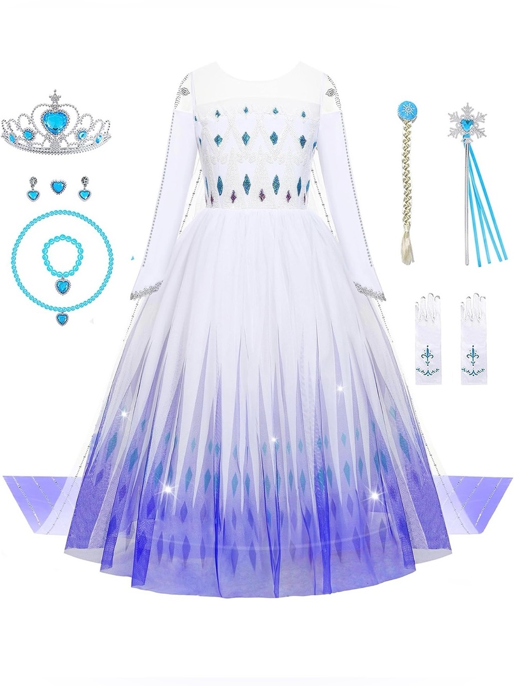 Girls Princess Costumes Snow Queen Princess Fancy Dress Up Clothes